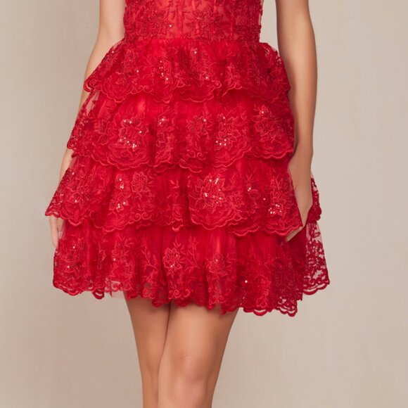 NEW OFF SHOULDER RUFFLED COCKTAIL RUFFLED DRESS W/ SWEETHEART NECKLINE NX R877 - Picture 6 of 9